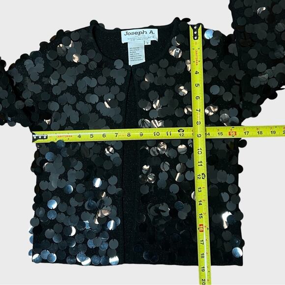 Joseph A Black Silk Bangle Sequined Cardigan Sweater S Petite VTG Y2K 90s Retro - Picture 7 of 10